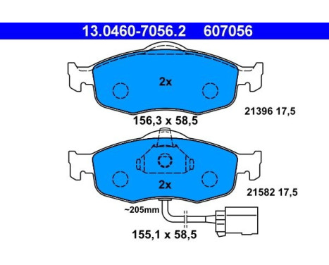 Kit de plaquettes de frein, frein à disque 13.0460-7056.2 ATE, Image 2