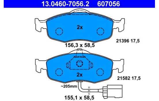 Kit de plaquettes de frein, frein à disque 13.0460-7056.2 ATE, Image 2