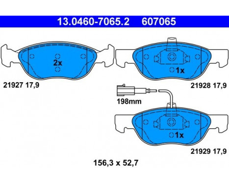 Kit de plaquettes de frein, frein à disque 13.0460-7065.2 ATE, Image 2
