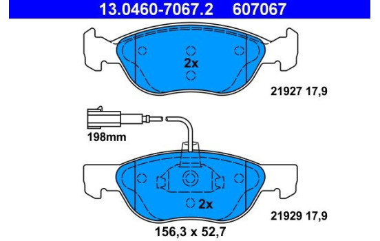 Kit de plaquettes de frein, frein à disque 13.0460-7067.2 ATE