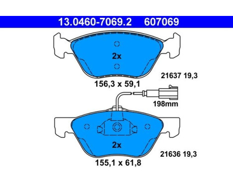 Kit de plaquettes de frein, frein à disque 13.0460-7069.2 ATE