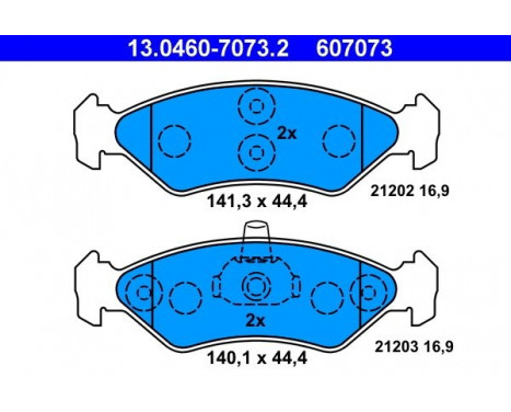 Kit de plaquettes de frein, frein à disque 13.0460-7073.2 ATE, Image 2