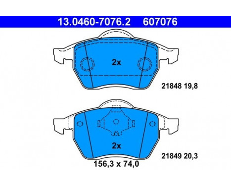 Kit de plaquettes de frein, frein à disque 13.0460-7076.2 ATE, Image 2