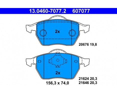 Kit de plaquettes de frein, frein à disque 13.0460-7077.2 ATE, Image 2