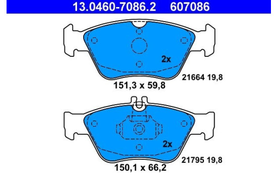 Kit de plaquettes de frein, frein à disque 13.0460-7086.2 ATE, Image 2