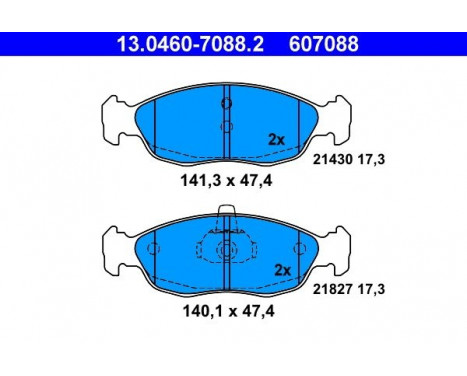 Kit de plaquettes de frein, frein à disque 13.0460-7088.2 ATE, Image 2