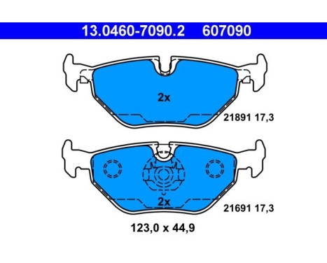 Kit de plaquettes de frein, frein à disque 13.0460-7090.2 ATE, Image 2