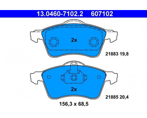 Kit de plaquettes de frein, frein à disque 13.0460-7102.2 ATE