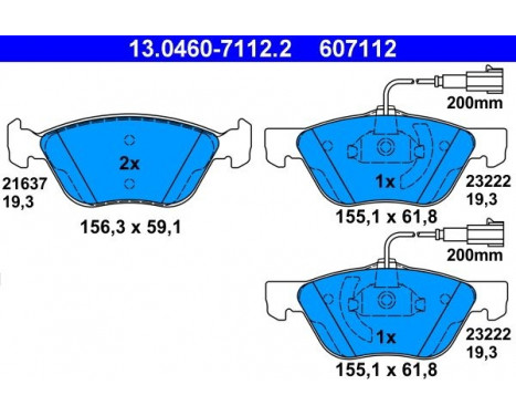 Kit de plaquettes de frein, frein à disque 13.0460-7112.2 ATE, Image 2