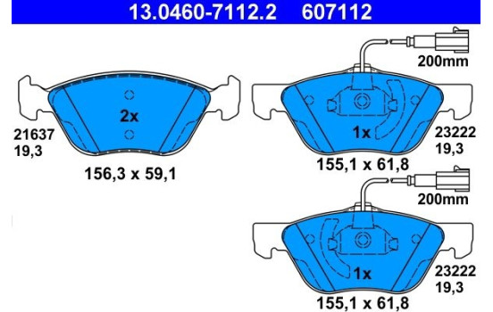 Kit de plaquettes de frein, frein à disque 13.0460-7112.2 ATE, Image 2