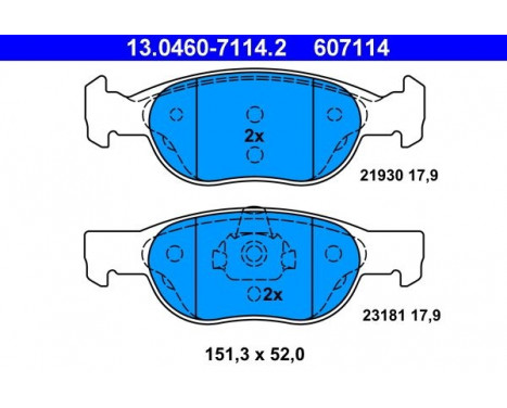 Kit de plaquettes de frein, frein à disque 13.0460-7114.2 ATE