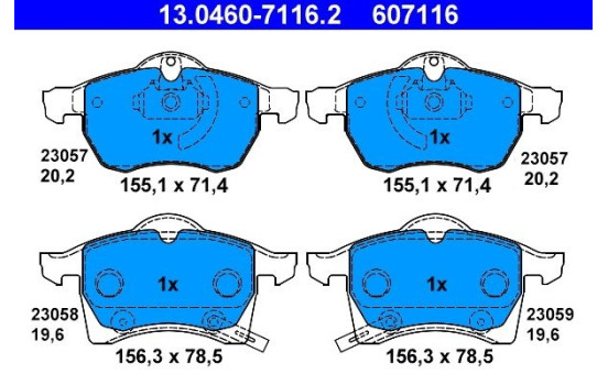 Kit de plaquettes de frein, frein à disque 13.0460-7116.2 ATE, Image 2