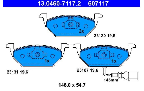 Kit de plaquettes de frein, frein à disque 13.0460-7117.2 ATE, Image 2