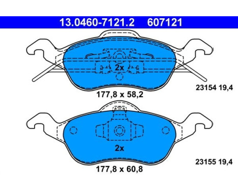 Kit de plaquettes de frein, frein à disque 13.0460-7121.2 ATE, Image 2