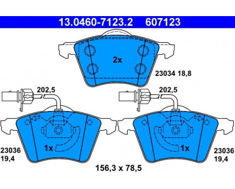 Kit de plaquettes de frein, frein à disque 13.0460-7123.2 ATE, Image 2