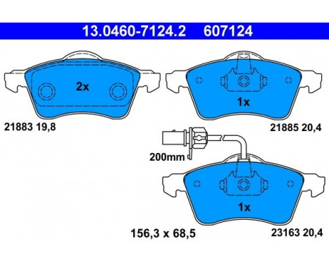 Kit de plaquettes de frein, frein à disque 13.0460-7124.2 ATE, Image 2