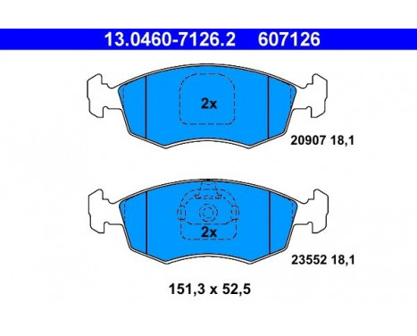 Kit de plaquettes de frein, frein à disque 13.0460-7126.2 ATE