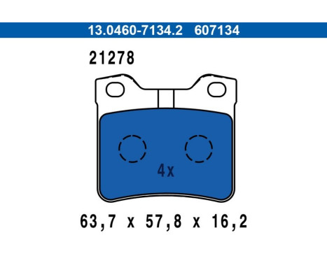 Kit de plaquettes de frein, frein à disque 13.0460-7134.2 ATE, Image 3