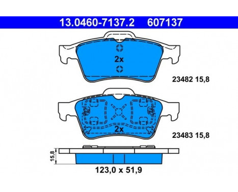 Kit de plaquettes de frein, frein à disque 13.0460-7137.2 ATE, Image 2
