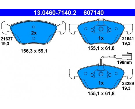 Kit de plaquettes de frein, frein à disque 13.0460-7140.2 ATE, Image 2