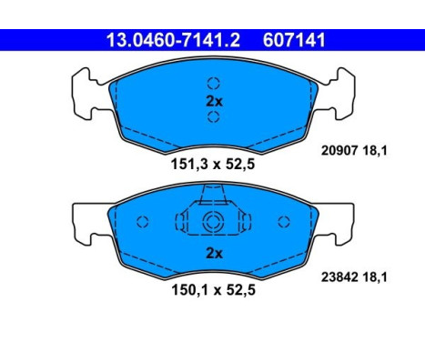 Kit de plaquettes de frein, frein à disque 13.0460-7141.2 ATE, Image 2