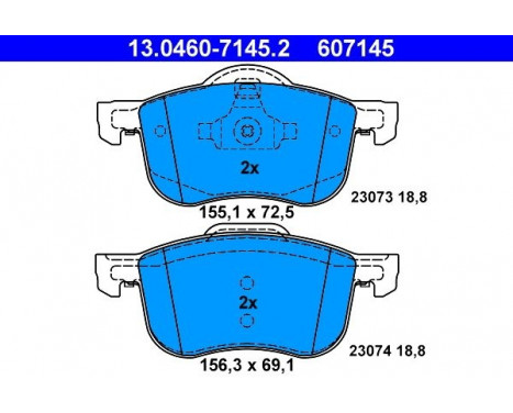 Kit de plaquettes de frein, frein à disque 13.0460-7145.2 ATE, Image 2