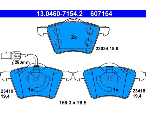 Kit de plaquettes de frein, frein à disque 13.0460-7154.2 ATE, Image 2