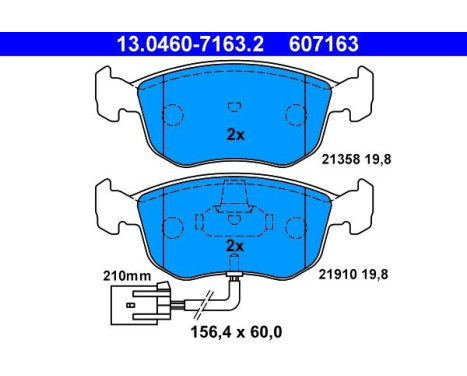 Kit de plaquettes de frein, frein à disque 13.0460-7163.2 ATE, Image 2