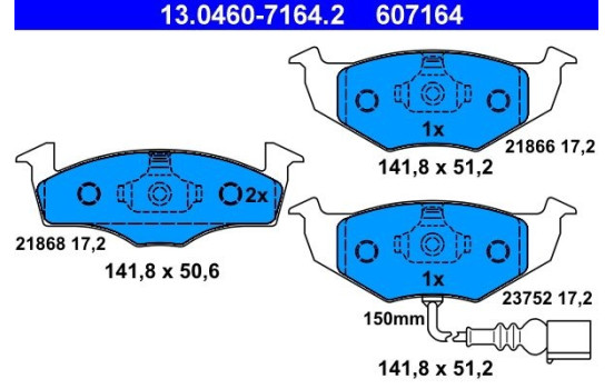 Kit de plaquettes de frein, frein à disque 13.0460-7164.2 ATE