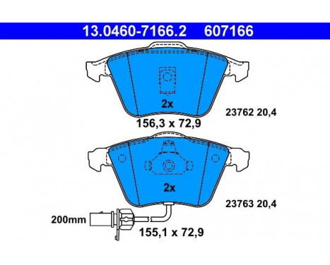 Kit de plaquettes de frein, frein à disque 13.0460-7166.2 ATE, Image 2