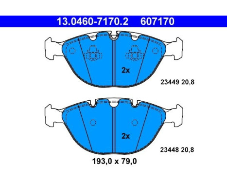 Kit de plaquettes de frein, frein à disque 13.0460-7170.2 ATE, Image 2