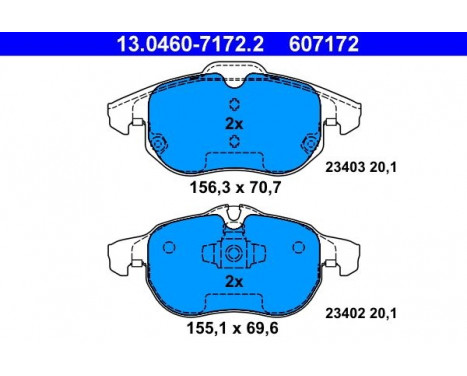 Kit de plaquettes de frein, frein à disque 13.0460-7172.2 ATE, Image 2