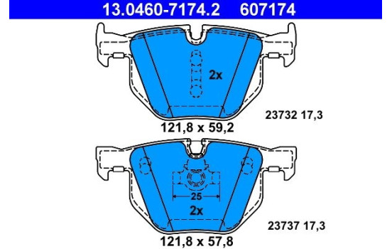 Kit de plaquettes de frein, frein à disque 13.0460-7174.2 ATE, Image 2