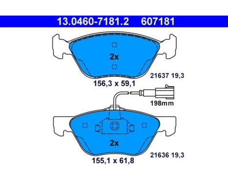 Kit de plaquettes de frein, frein à disque 13.0460-7181.2 ATE