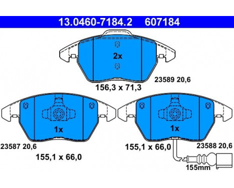 Kit de plaquettes de frein, frein à disque 13.0460-7184.2 ATE, Image 2