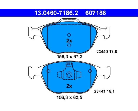 Kit de plaquettes de frein, frein à disque 13.0460-7186.2 ATE, Image 2