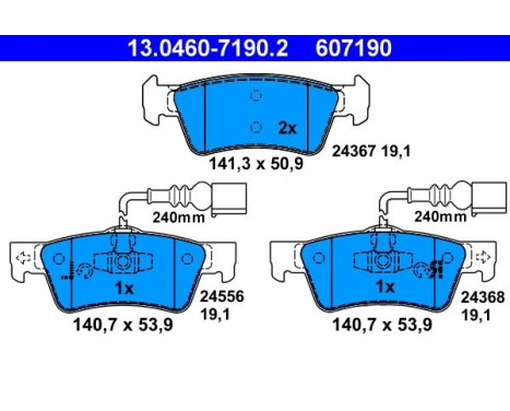 Kit de plaquettes de frein, frein à disque 13.0460-7190.2 ATE, Image 2