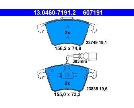 Kit de plaquettes de frein, frein à disque 13.0460-7191.2 ATE, Image 2