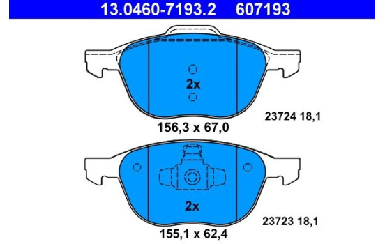 Kit de plaquettes de frein, frein à disque 13.0460-7193.2 ATE, Image 2
