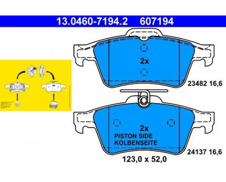 Kit de plaquettes de frein, frein à disque 13.0460-7194.2 ATE, Image 2