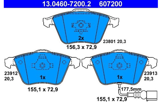 Kit de plaquettes de frein, frein à disque 13.0460-7200.2 ATE, Image 2