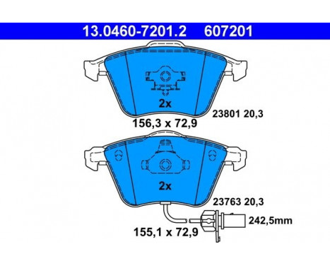 Kit de plaquettes de frein, frein à disque 13.0460-7201.2 ATE, Image 2