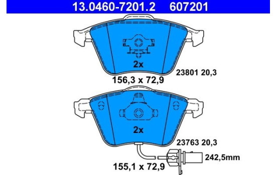 Kit de plaquettes de frein, frein à disque 13.0460-7201.2 ATE, Image 2