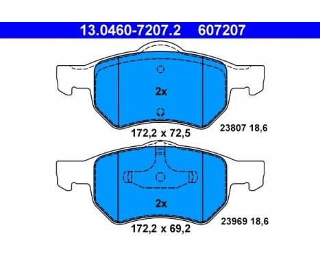 Kit de plaquettes de frein, frein à disque 13.0460-7207.2 ATE, Image 2