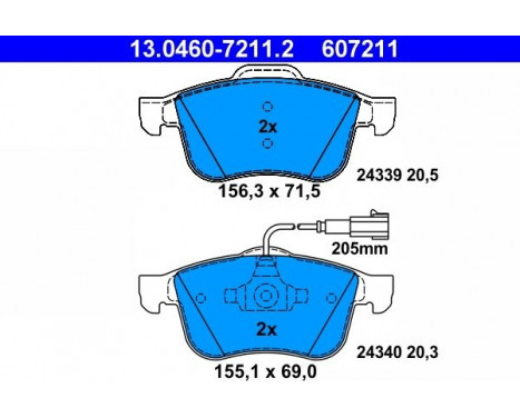 Kit de plaquettes de frein, frein à disque 13.0460-7211.2 ATE, Image 2