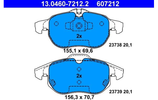 Kit de plaquettes de frein, frein à disque 13.0460-7212.2 ATE