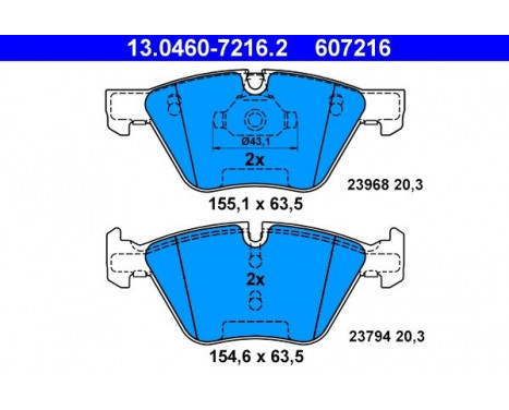 Kit de plaquettes de frein, frein à disque 13.0460-7216.2 ATE, Image 2