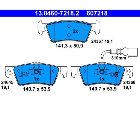 Kit de plaquettes de frein, frein à disque 13.0460-7218.2 ATE, Image 3