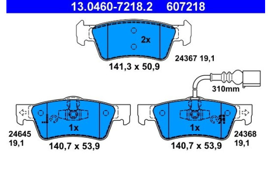 Kit de plaquettes de frein, frein à disque 13.0460-7218.2 ATE, Image 3