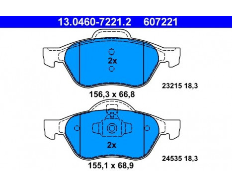 Kit de plaquettes de frein, frein à disque 13.0460-7221.2 ATE, Image 2